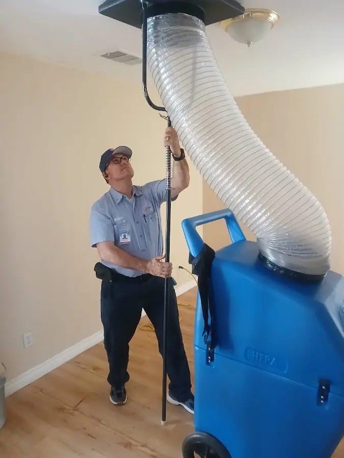 Mini Split Installation technician using HEPA equipment in La Mirada